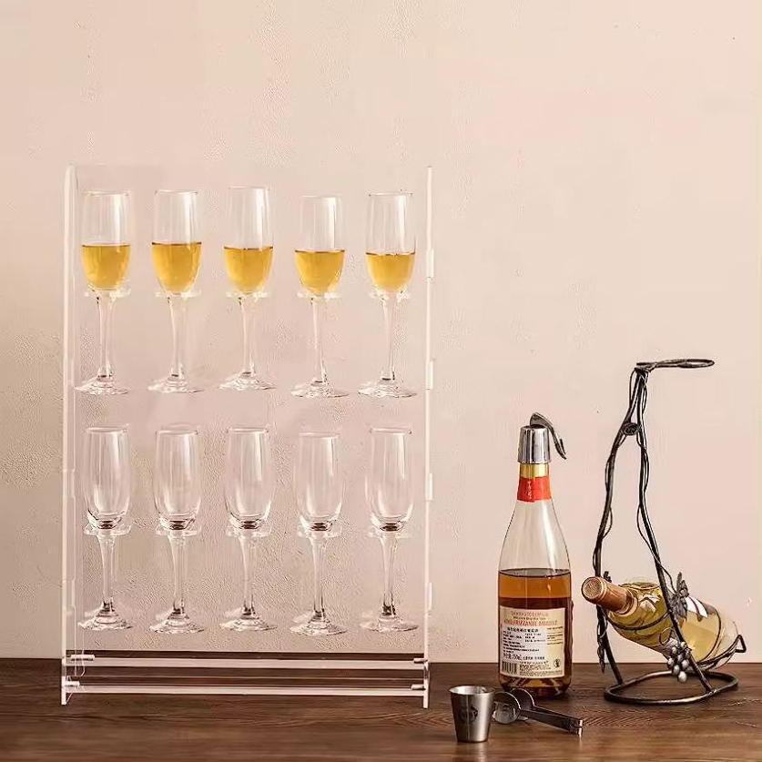 Modern Transparent  Wine Tube Holder 12 Holes Shot Glass Holder Wine Glasses Stopper Holder Wine Rack