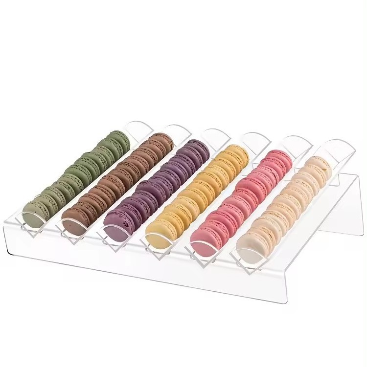 XFL Cheap Wholesale Acrylic Macaron Display Rack Clear Cookie Food Stand Riser Case