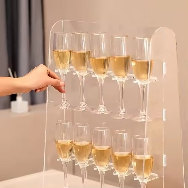 Modern Transparent  Wine Tube Holder 12 Holes Shot Glass Holder Wine Glasses Stopper Holder Wine Rack