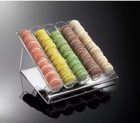 XFL Cheap Wholesale Acrylic Macaron Display Rack Clear Cookie Food Stand Riser Case