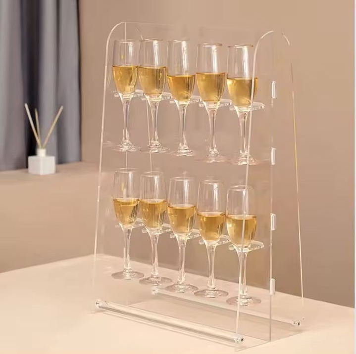 Modern Transparent  Wine Tube Holder 12 Holes Shot Glass Holder Wine Glasses Stopper Holder Wine Rack