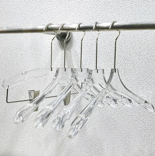 New Clothing Store Transparent Clear Rack Clothes Dress Pants Acrylic Hanger with Gold Hook