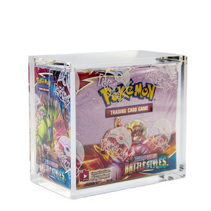 Custom High Quality Clear Pokemon acrylic Box with Magnetic Lid Acrylic Pokemon Booster Box UV Protection