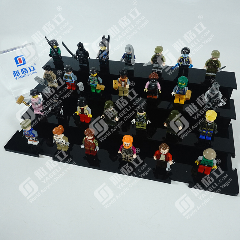 clear customized acrylic lego display box with black base for storage