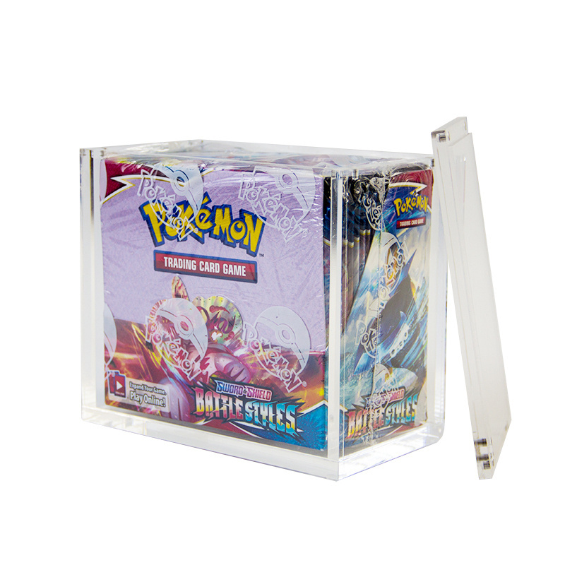 Custom High Quality Clear Pokemon acrylic Box with Magnetic Lid Acrylic Pokemon Booster Box UV Protection