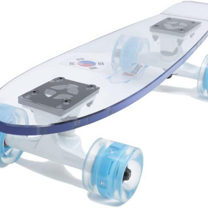 Kids Plastic Recycled Custom Clear Transparent Acrylic Perspex Skateboard with Carrying Bag