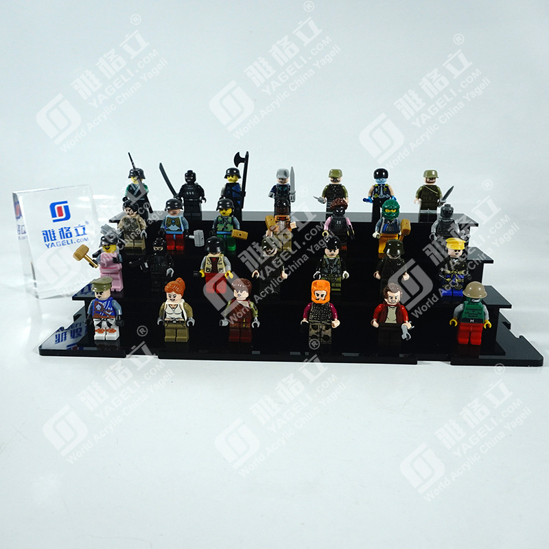 clear customized acrylic lego display box with black base for storage