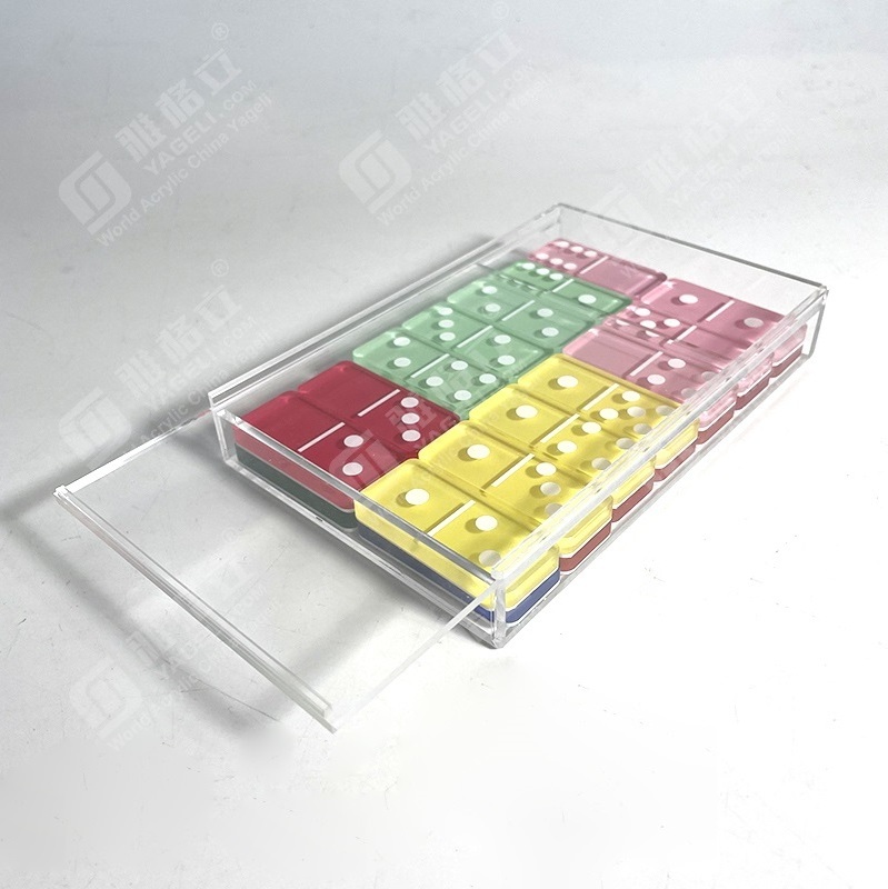 100% new Acrylic Domino Set with Dominoes  Box for Gambling