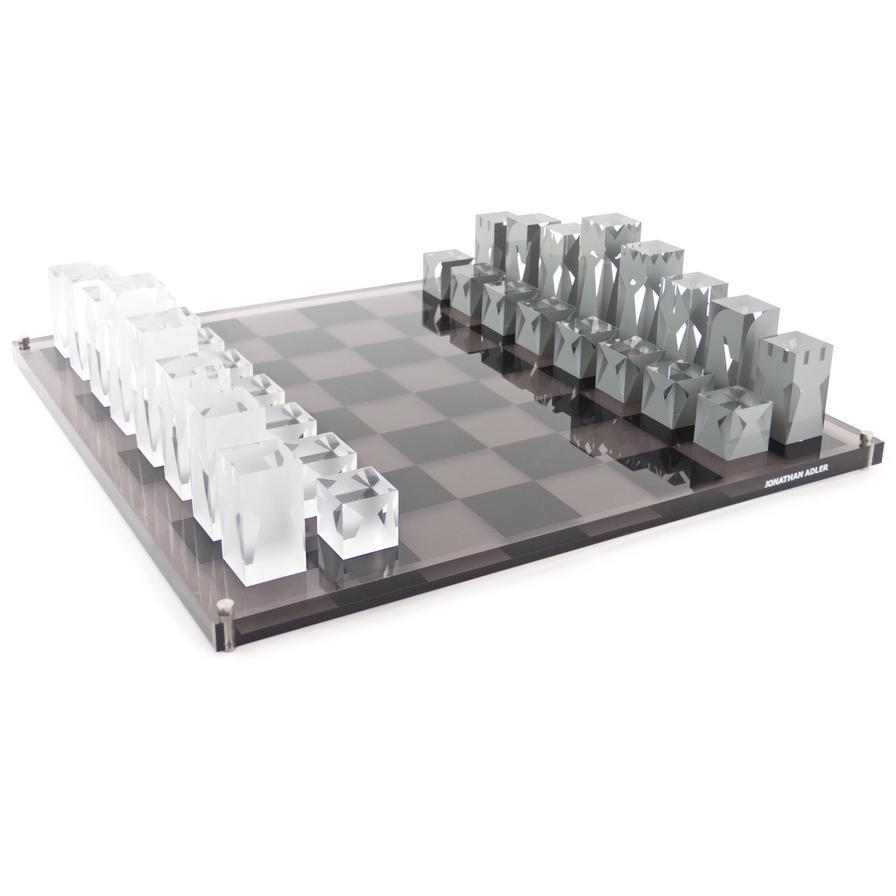 YAGELI  hot sale super clear acrylic chess & checkers game set chess acrylic piece crystal chess set