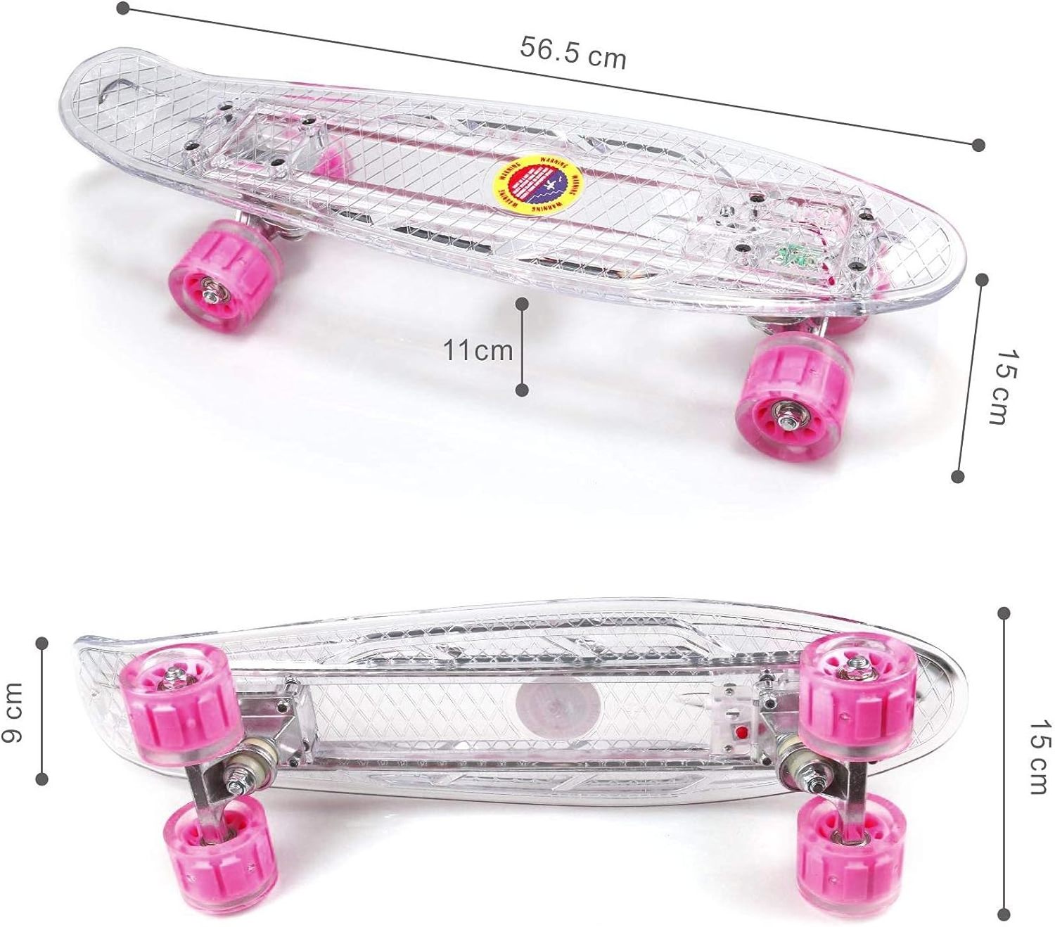 Kids Plastic Recycled Custom Clear Transparent Acrylic Perspex Skateboard with Carrying Bag