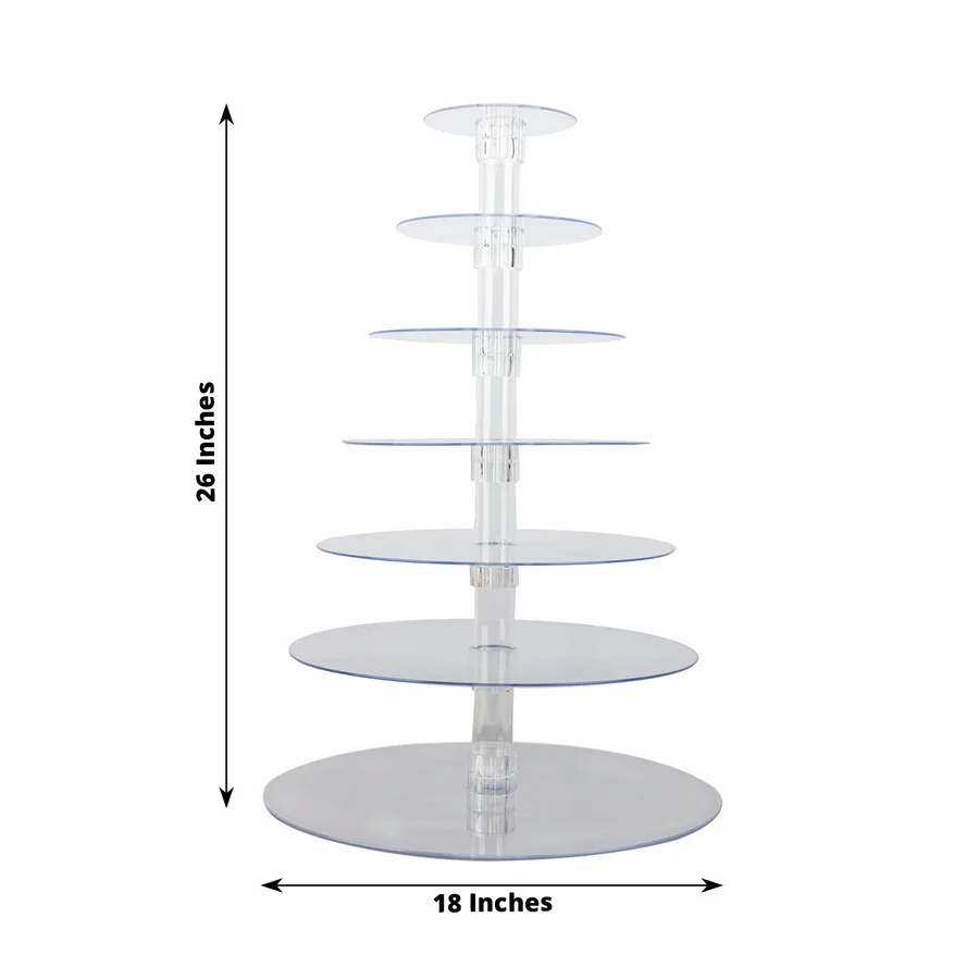 Wholesale Clear Large Cascade Round Cylinder Acrylic Wedding Cake Stand for Cakes Display