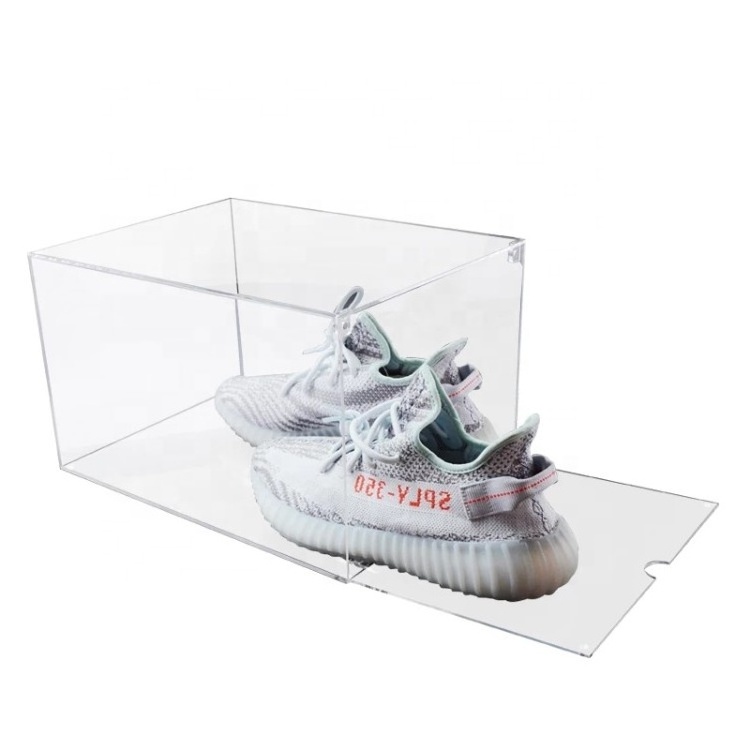 Wholesale Custom Plastic Shoebox clear Acrylic Shoe Container Box Packaging Box Display Case with Customized Logo sneaker box