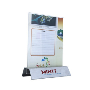 Factory custom Clear T Shape Stand-up Insert Menu Tent Card Holder Acrylic Menu Holder