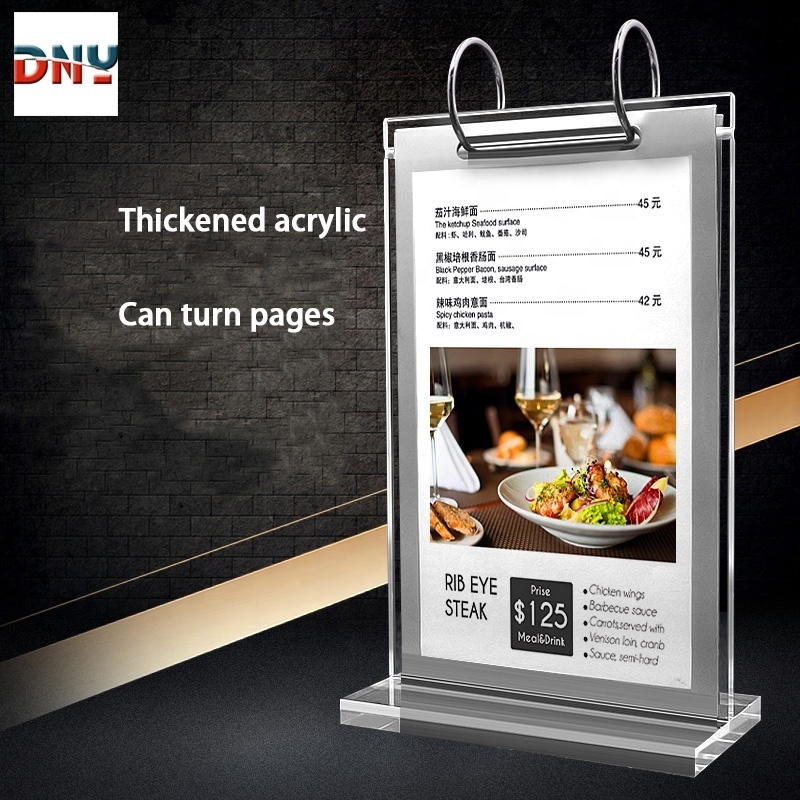 Restaurant table menu display stand desktop customized menu price list page flip card menu card stand stand