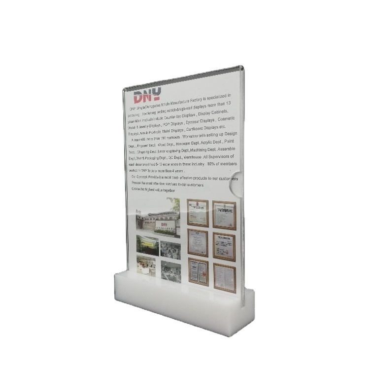 Acrylic Sign Menu Holder Clear Display Table Tent Card Holders With Wooden or Acrylic Base