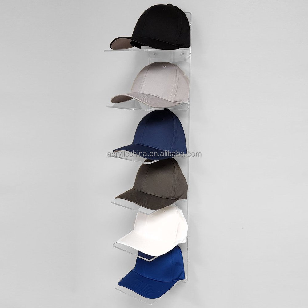 Customized Acrylic Hat Hooks Rack Holder Hat Display Rack For Store Home Office Clear