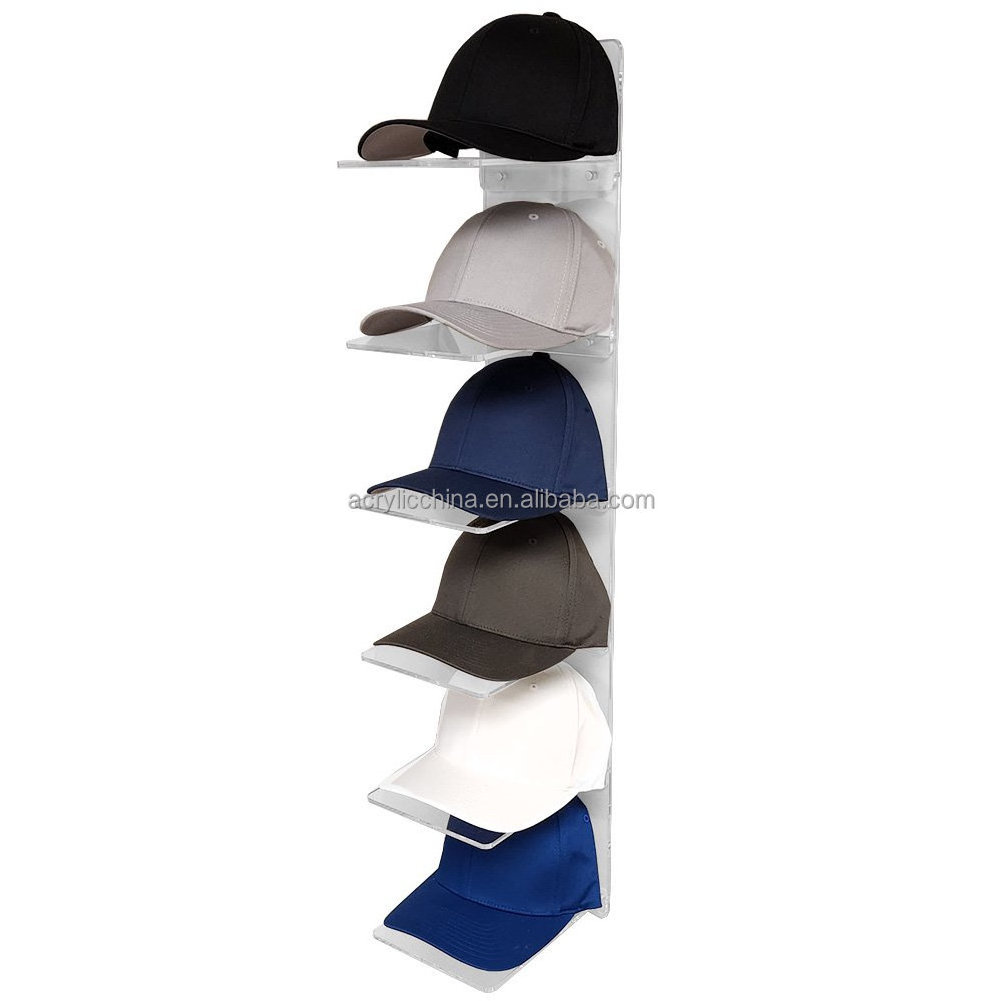 Customized Acrylic Hat Hooks Rack Holder Hat Display Rack For Store Home Office Clear