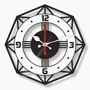 Engraved Octagon Shaped Clock Acrylic Personalized Design Wall Clock  Black Logo Home Decor