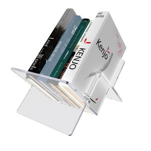 Clear Acrylic Magazine Book Holder Rack Desk Organizer, W-shaped Display Book Holder