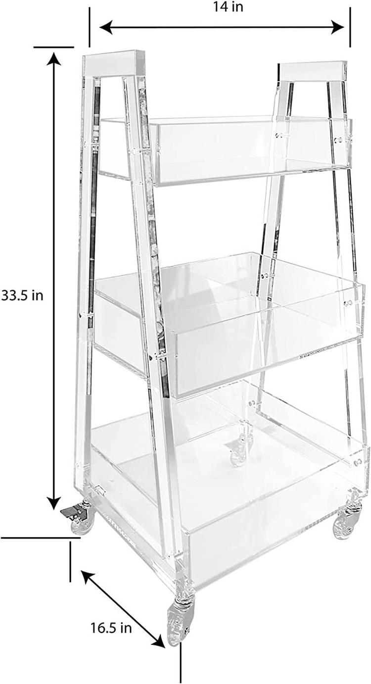 3 Tier Rolling Acrylic Bar Cart - Small Liquor Alcohol Cocktail Beverage & Wine Cart on Wheels - Narrow Mini Bar Carts for Goods