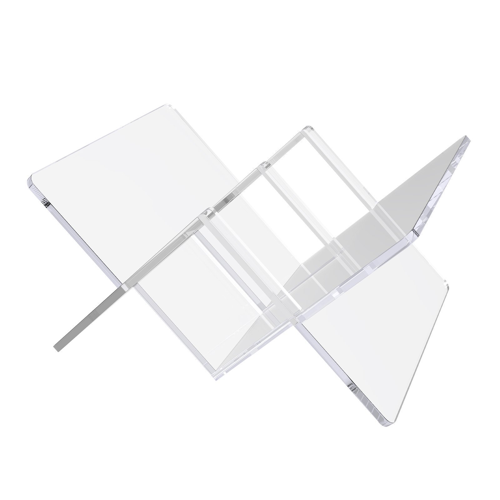 Clear Acrylic Magazine Book Holder Rack Desk Organizer, W-shaped Display Book Holder