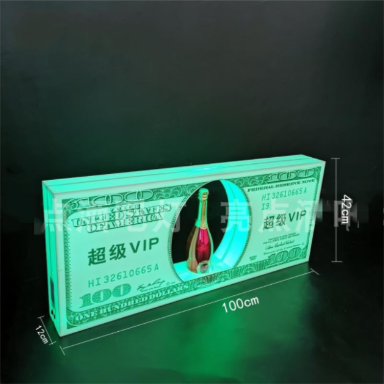 LED Champers Bottle VIP US Dollar Presenter Currency 100 Bill Glorifier Display for Night Club Wedding Party Lounge Bar Pub|Glod