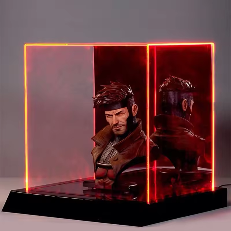 Custom Acrylic lego Display box with LED lights with Black Base and Lid Self-Assembly Clear Storage Showcase for Memorabilia