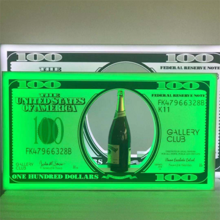 LED Champers Bottle VIP US Dollar Presenter Currency 100 Bill Glorifier Display for Night Club Wedding Party Lounge Bar Pub|Glod