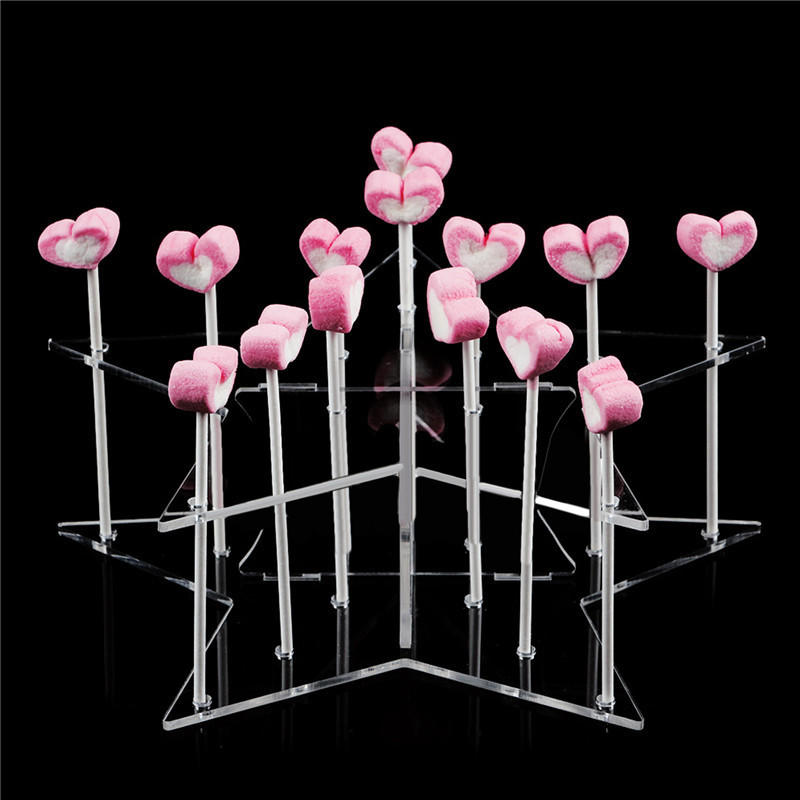 New style wedding display 14 Hole Acrylic Star shaped Lollipop Cake Pop Server Stand Holder rack bases stand