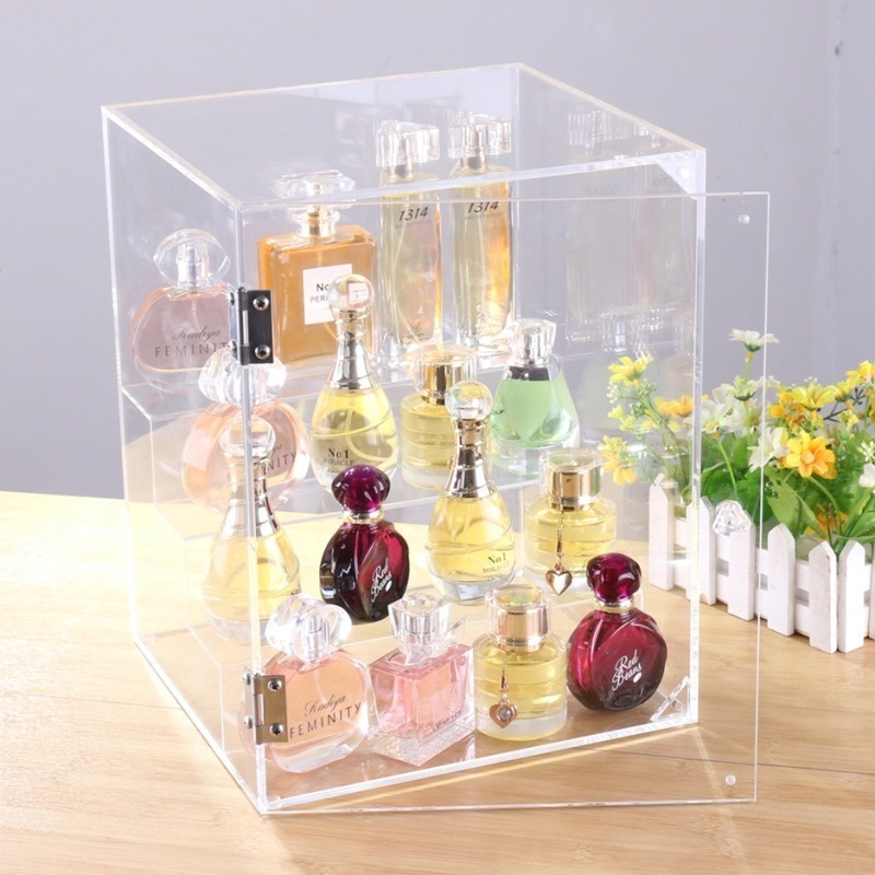 Luxury Clear Acrylic Perfume organizer Acrylic Perfume Display Case with Lock