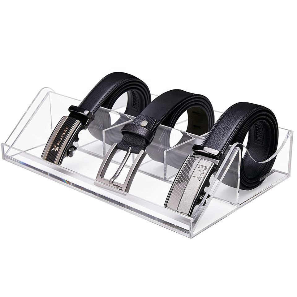 Customized Clear Acrylic Belt Display Stands Holder Belt Organizer Hanger Box Case Clothing Store Display Racks