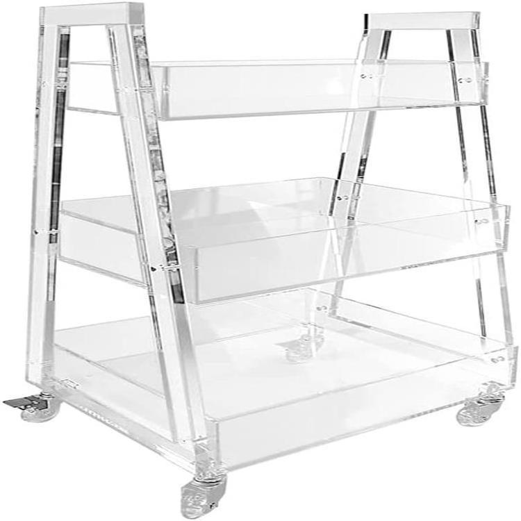 3 Tier Rolling Acrylic Bar Cart - Small Liquor Alcohol Cocktail Beverage & Wine Cart on Wheels - Narrow Mini Bar Carts for Goods