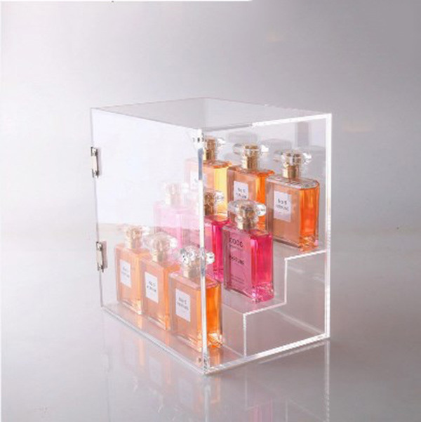 Luxury Clear Acrylic Perfume organizer Acrylic Perfume Display Case with Lock