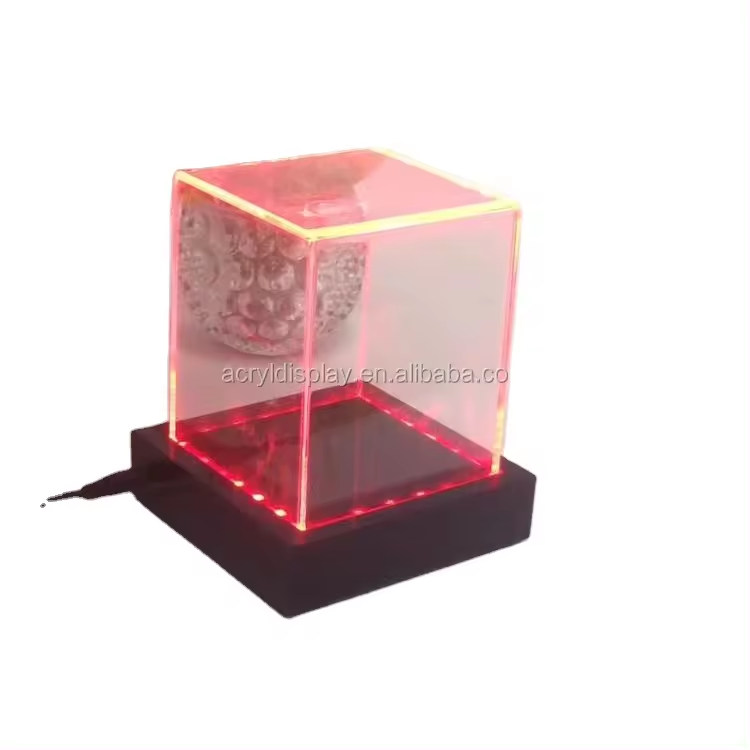 Custom Acrylic lego Display box with LED lights with Black Base and Lid Self-Assembly Clear Storage Showcase for Memorabilia