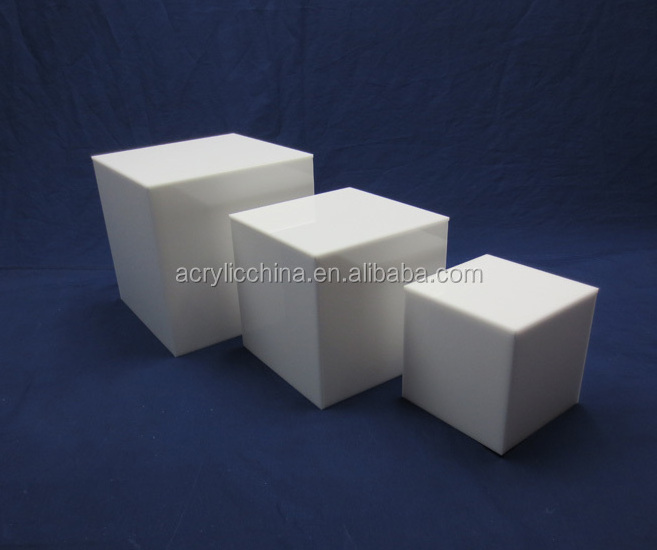 acrylic risers  display cubes white lucite display cube riser food display riser