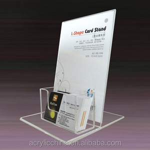 Clear acrylic flyer holder,flyer display holder with business card pocket