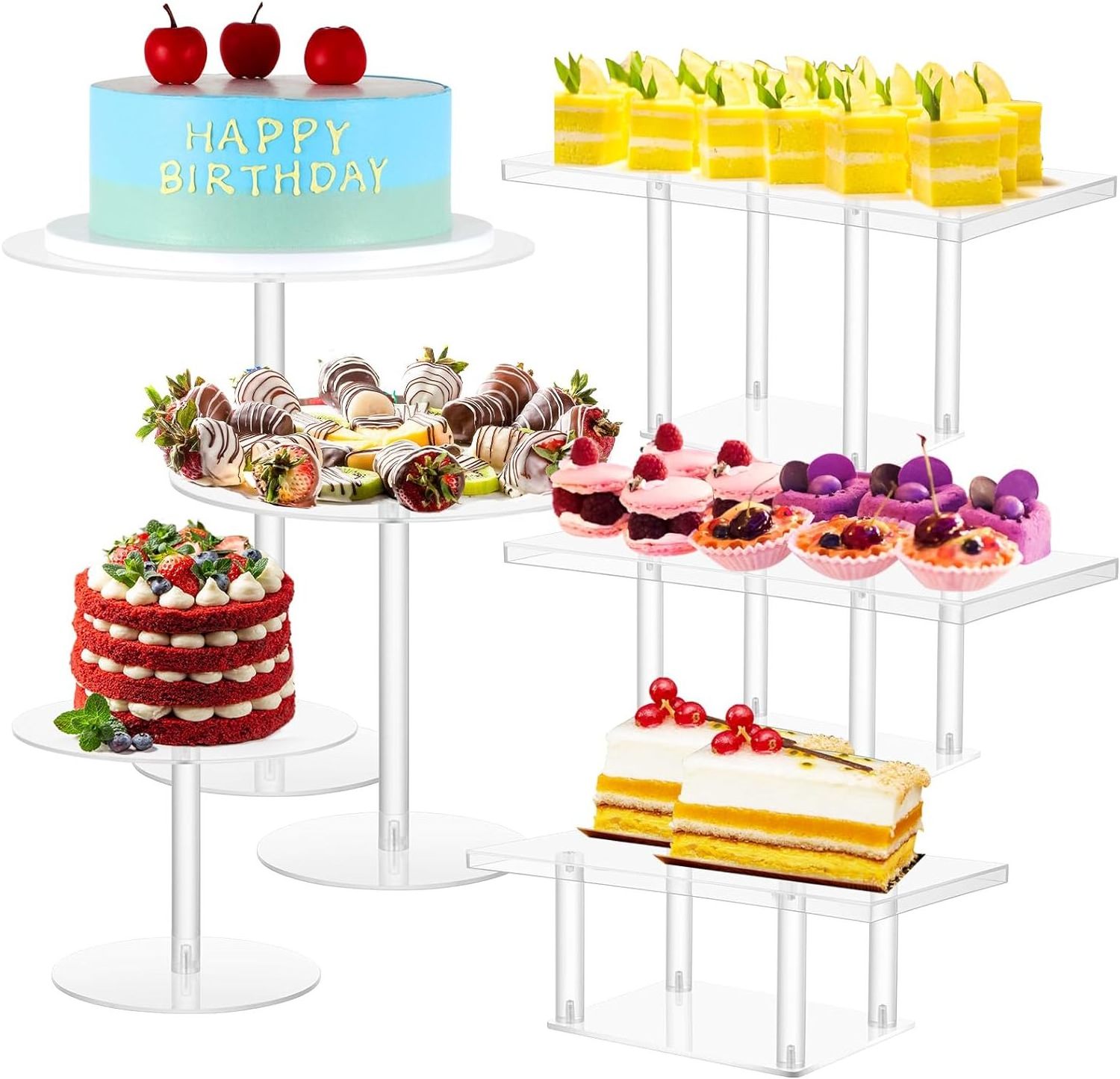 White Acrylic Dessert Cake Buffet Display Stand Custom Clear Food Stand Acrylic Buffet Riser