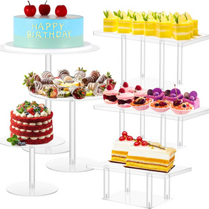 White Acrylic Dessert Cake Buffet Display Stand Custom Clear Food Stand Acrylic Buffet Riser