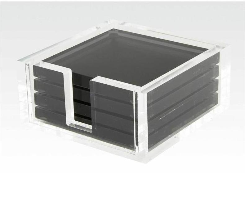 Acrylic coaster box European creative transparent coaster storage box kitchen bar counter vertical square towel paper box