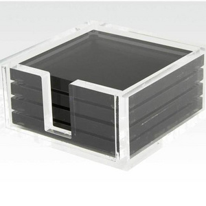 Acrylic coaster box European creative transparent coaster storage box kitchen bar counter vertical square towel paper box