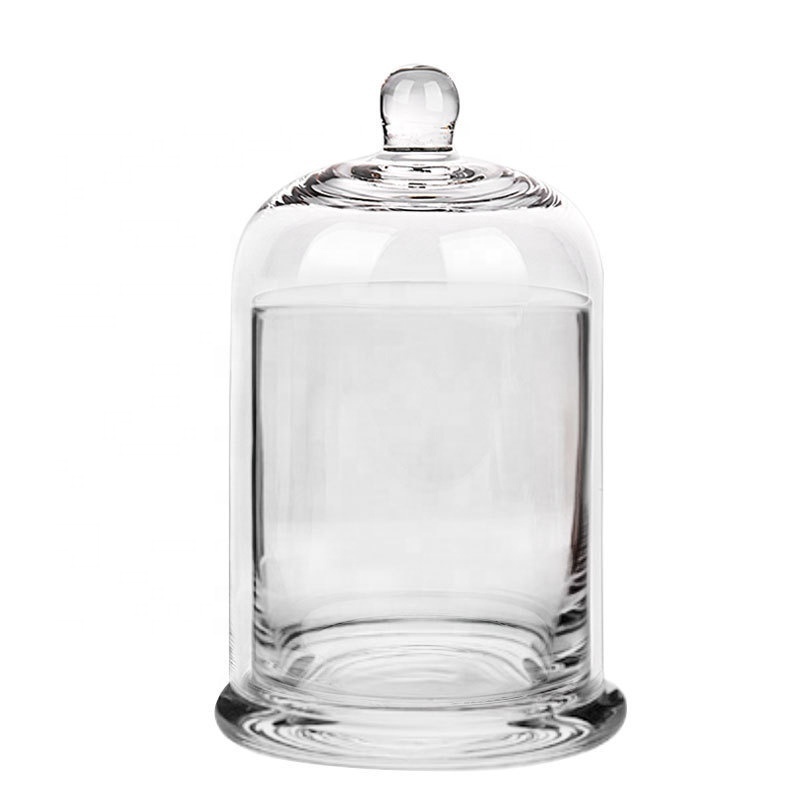 Clear Glass Cloche dome vessel jar match holder glass candle holder Factory Wholesale Candle Matches in glass jar with lid Cover