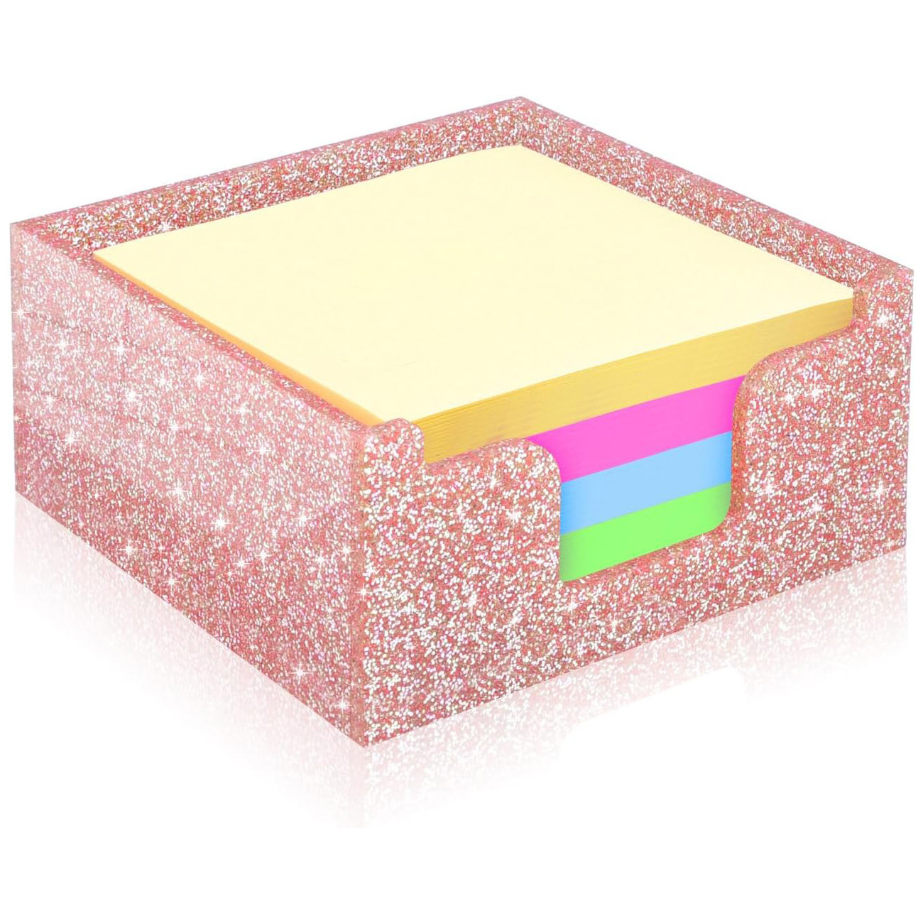 Glitter Acrylic Notepad Holder Sticky Notes Memo Pads For School Office Desk Organizer 3x3 Clear Acrylic Notepad Holder