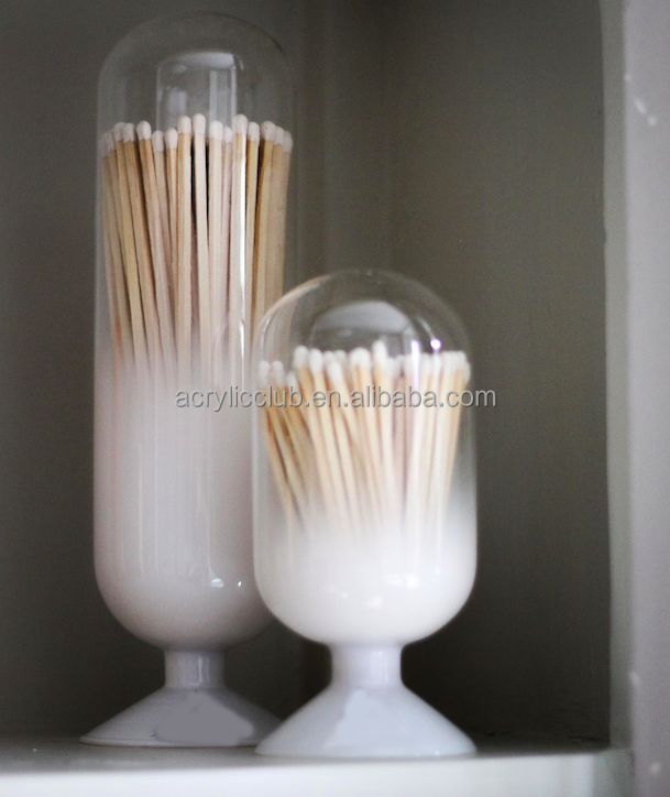 Hot Clear Glass Match Cloche jar bottle without Matchsticks Factory Wholesale glass match Jar Matches in glass jar with striker