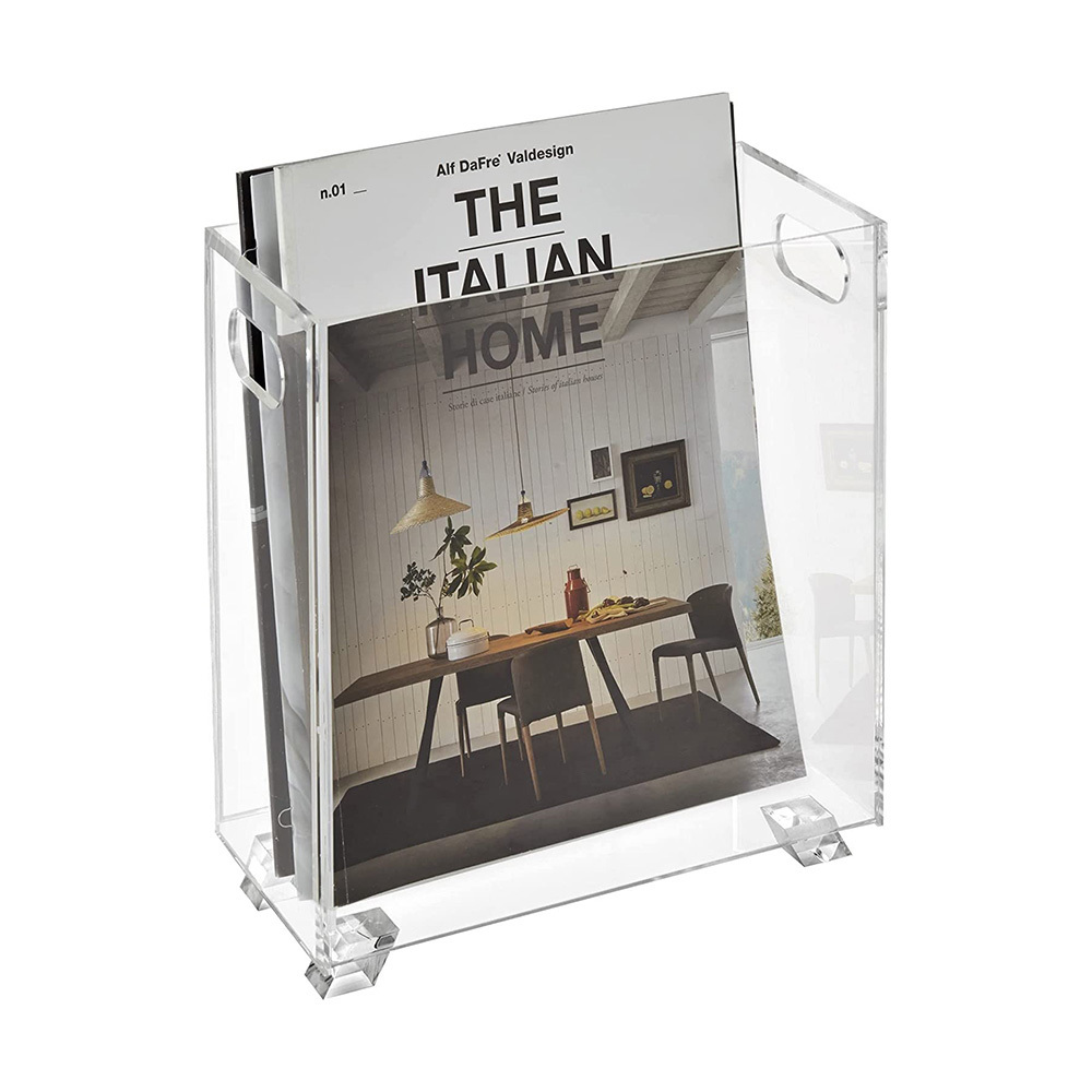 Clear Acrylic Magazine Holder Rack With 4 Legs Custom Acrylic Magazine Holder