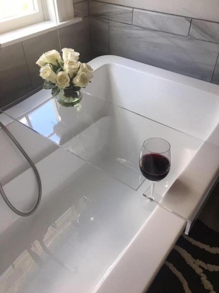 Acrylic Bathtub Caddy With Wine Holder Bathtub Shelf For Shower