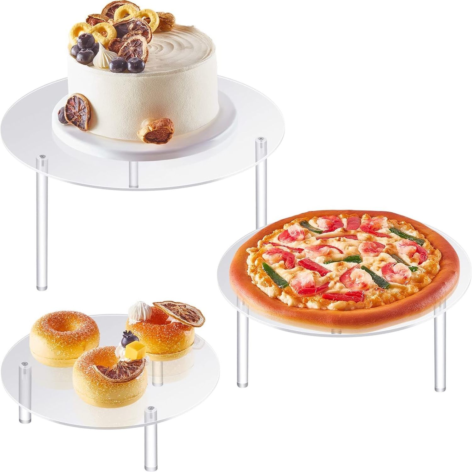 White Acrylic Dessert Cake Buffet Display Stand Custom Clear Food Stand Acrylic Buffet Riser