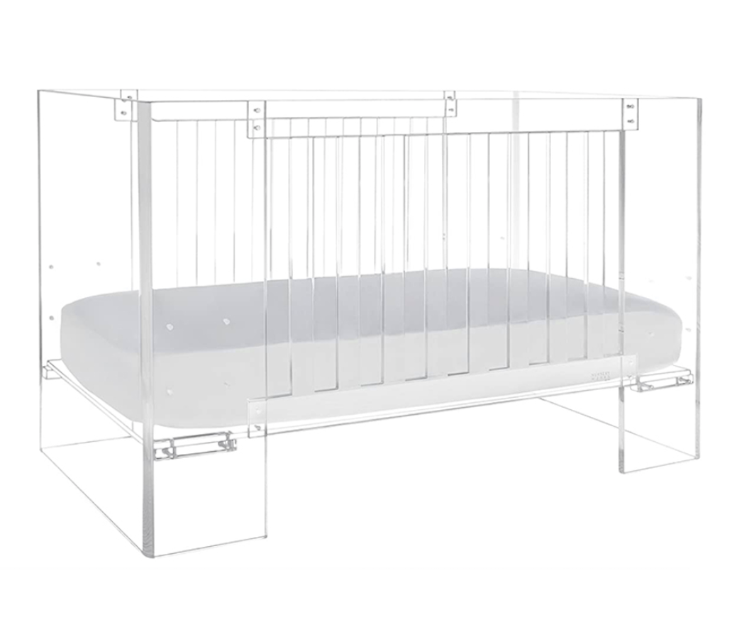 luxury clear Acrylic Baby cot bed crib Factory Custom Acrylic Baby crib bed lucite Crib baby bed Unassembled without mattress