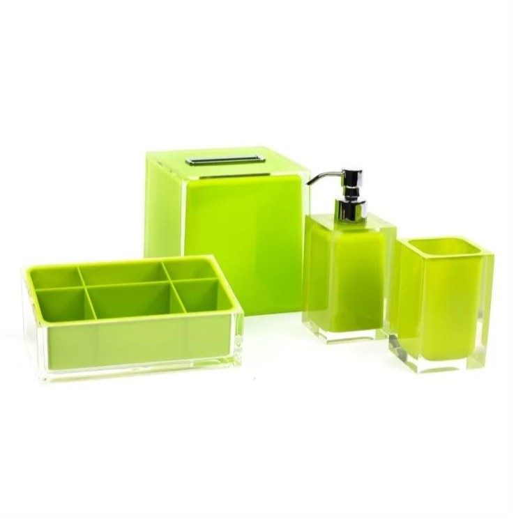 Acrylic Bathroom Accessories Set 6 Piece Bath Set Collection Features Soap Dispenser Toothbrush Holder Tumbler Soap Dispenser