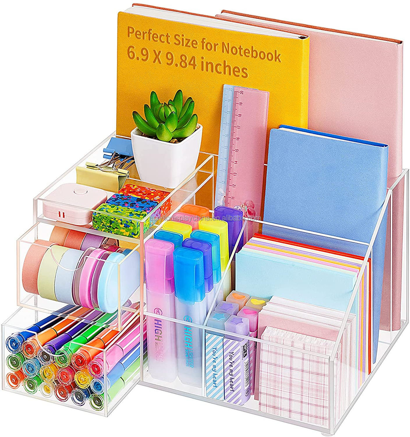 3 Layers Clear Acrylic Pen Holder Stationery Storage Brush Case Desktop Pencil Cup Organizer Display Rack