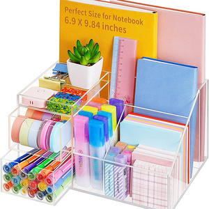 3 Layers Clear Acrylic Pen Holder Stationery Storage Brush Case Desktop Pencil Cup Organizer Display Rack